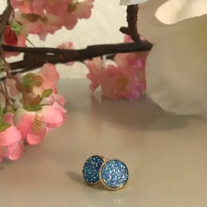 3 For $13 Pink/Blue Stainless Steel Druzy Earrings
